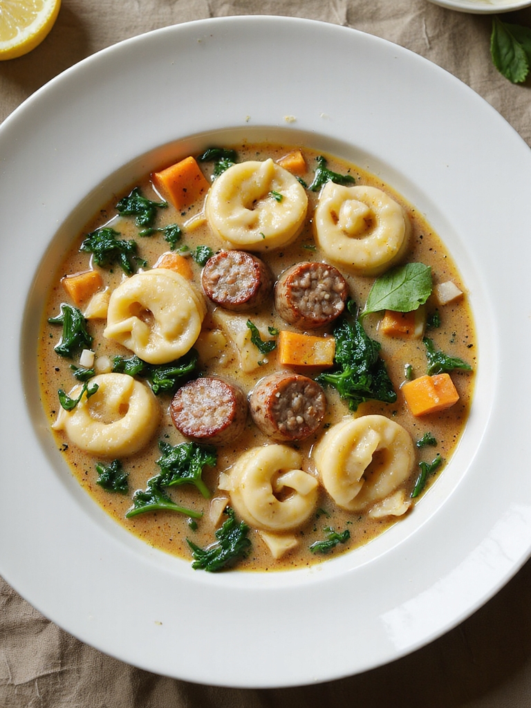 creamy sausage tortellini soup garnishes