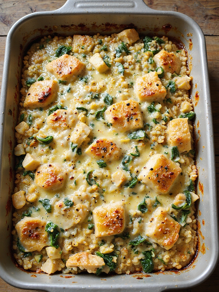 creamy spinach artichoke chicken gratin