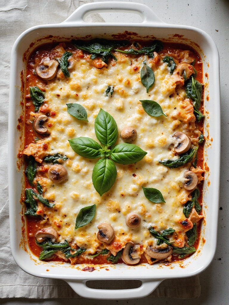 creamy spinach mushroom lasagna