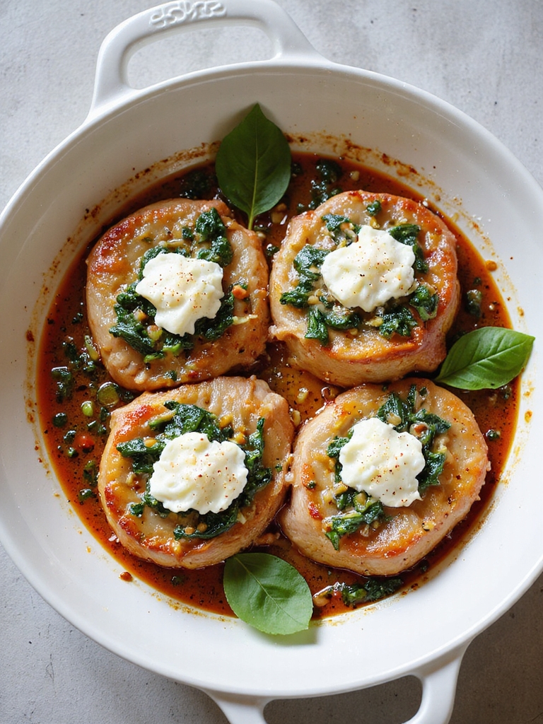 creamy spinach ricotta stuffed chops