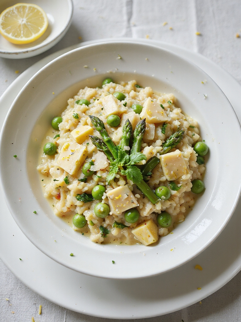 creamy spring asparagus pea risotto