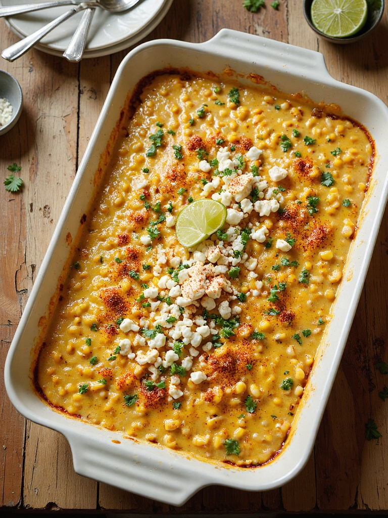 creamy tangy baked elote casserole