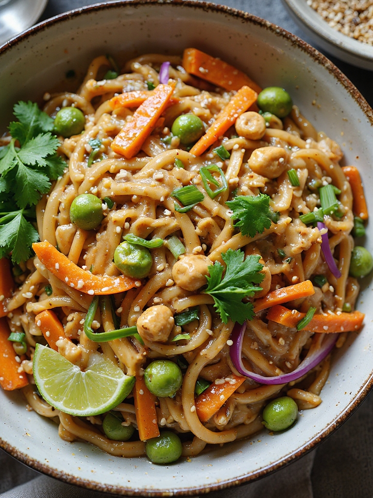 creamy thai peanut noodle bowl