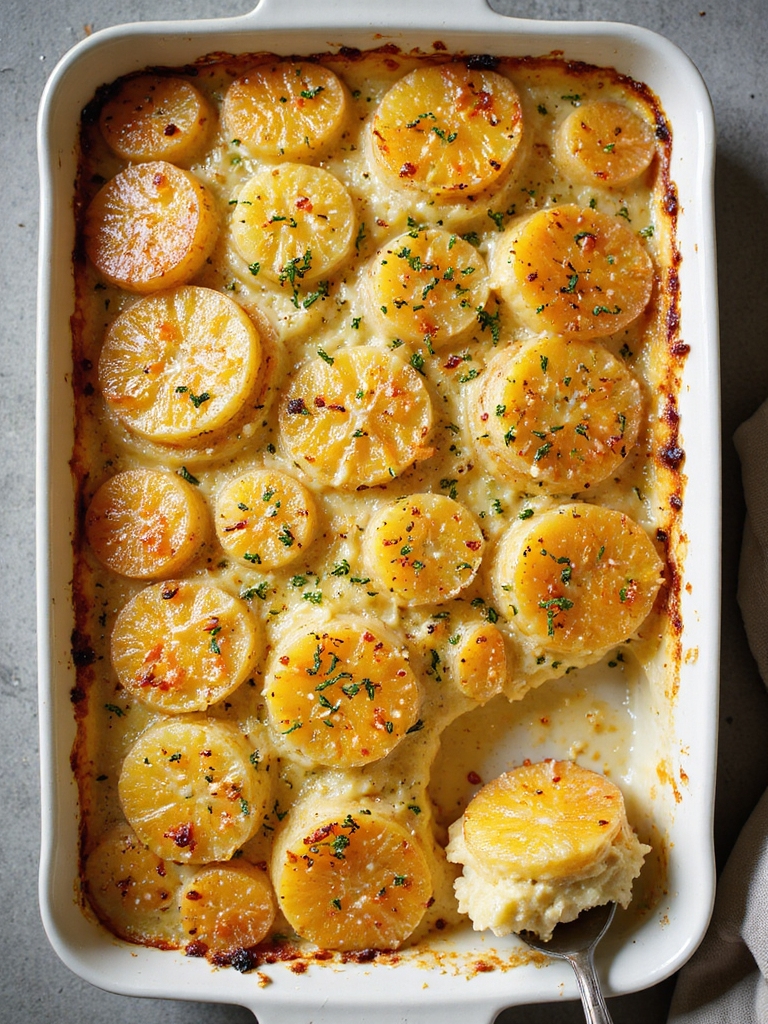 creamy thyme scalloped potatoes