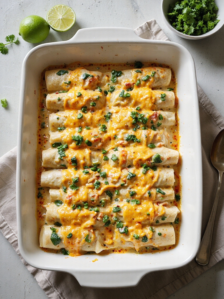 creamy turkey spinach white enchiladas
