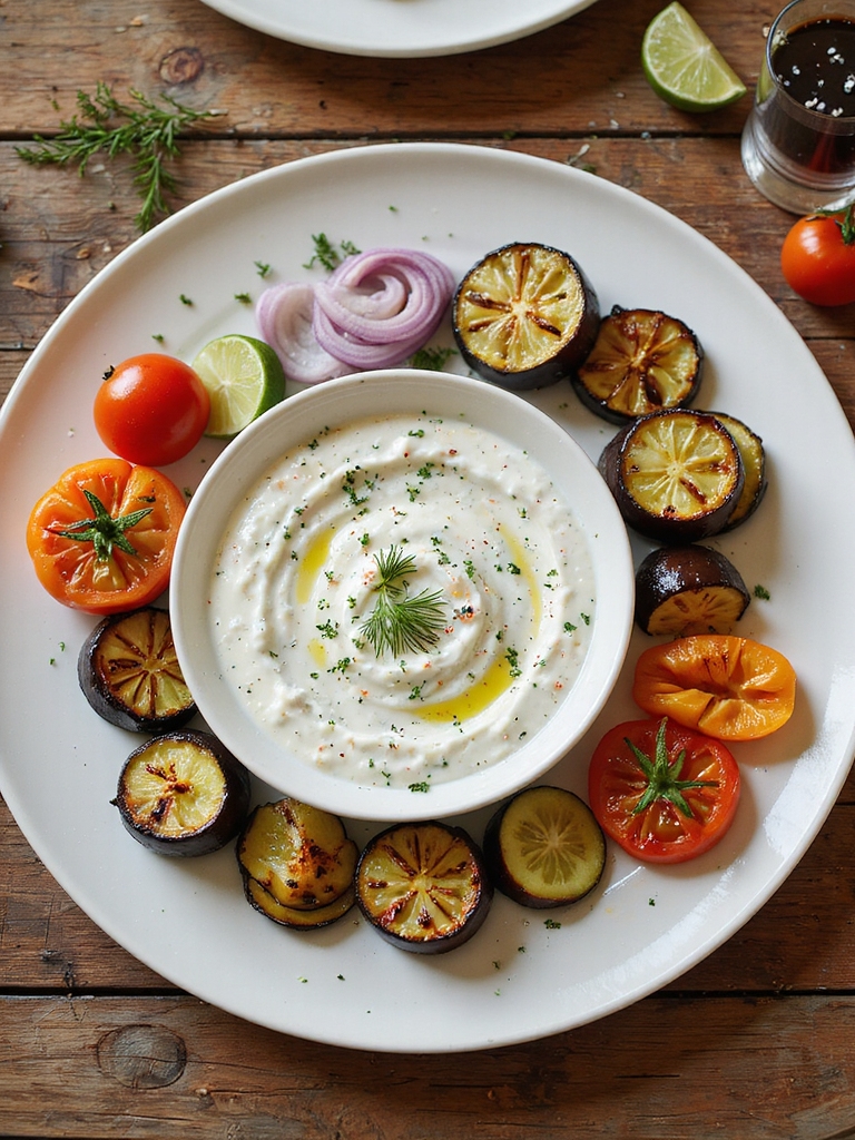 creamy tzatziki with grilled vegetables