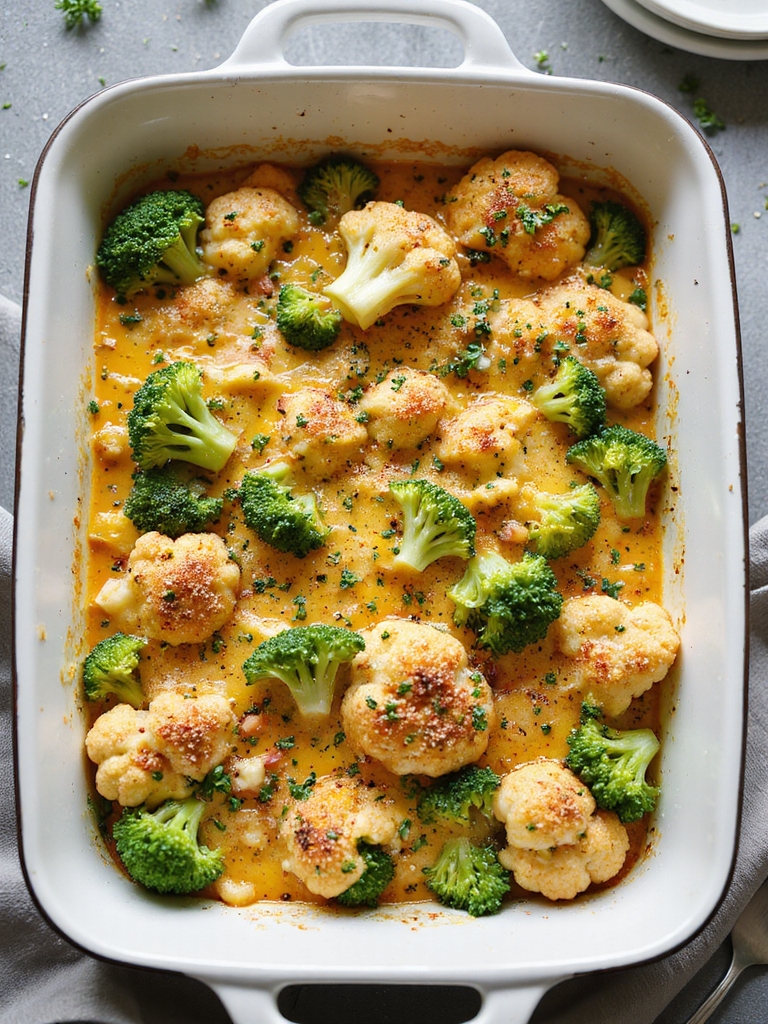creamy vegan broccoli cauliflower gratin