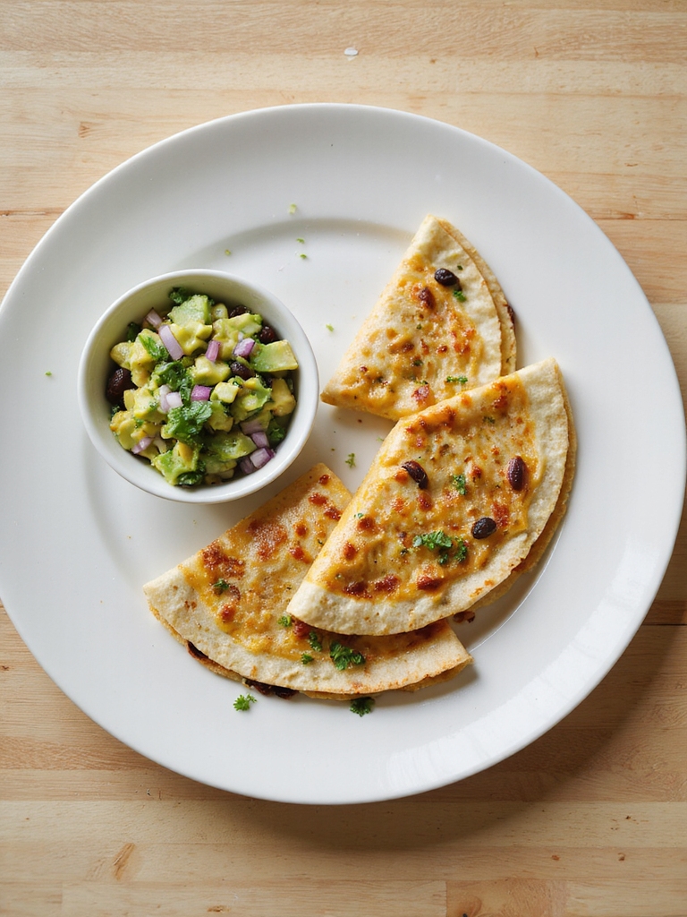 crispy cheesy black bean quesadillas