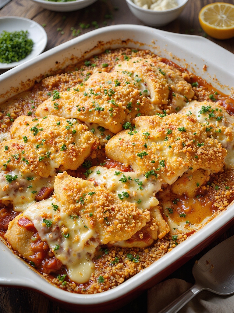 crispy panko topped chicken parm