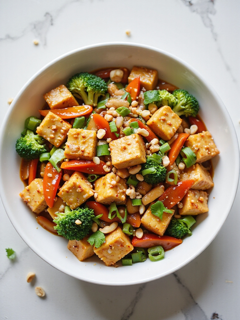 crispy tofu in peanut sauce