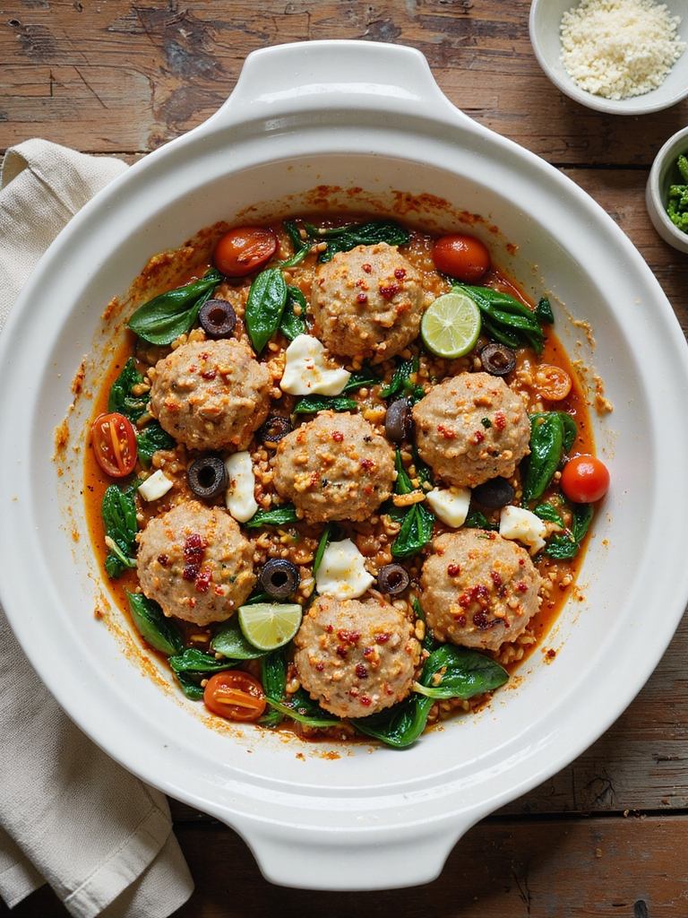 customizable veggie meatball casserole