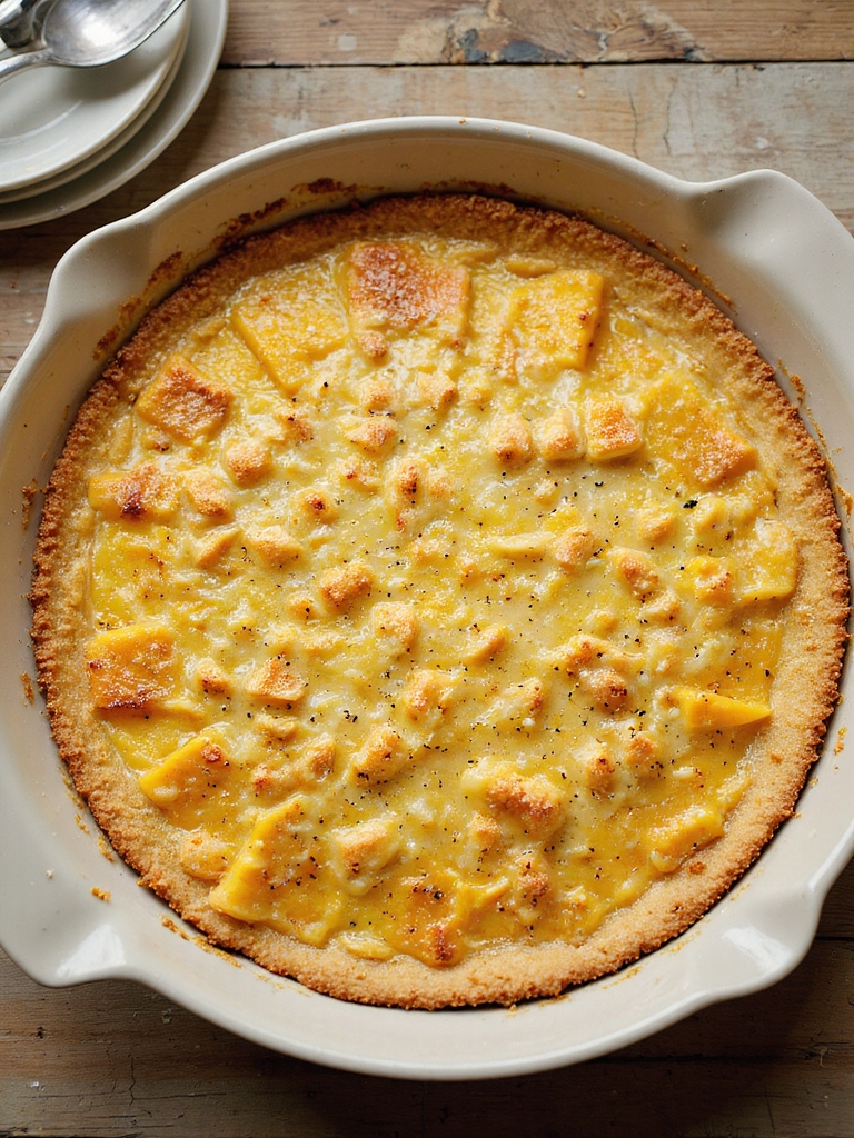 drained squash with cracker topping