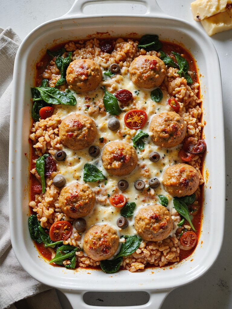 easy dump and bake meatballs casserole