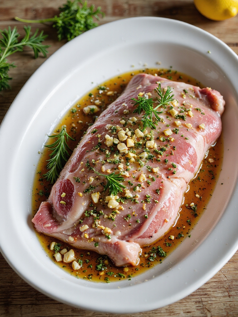 garlic herb marinated pork loin