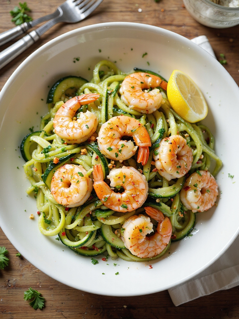garlicky shrimp with zoodles