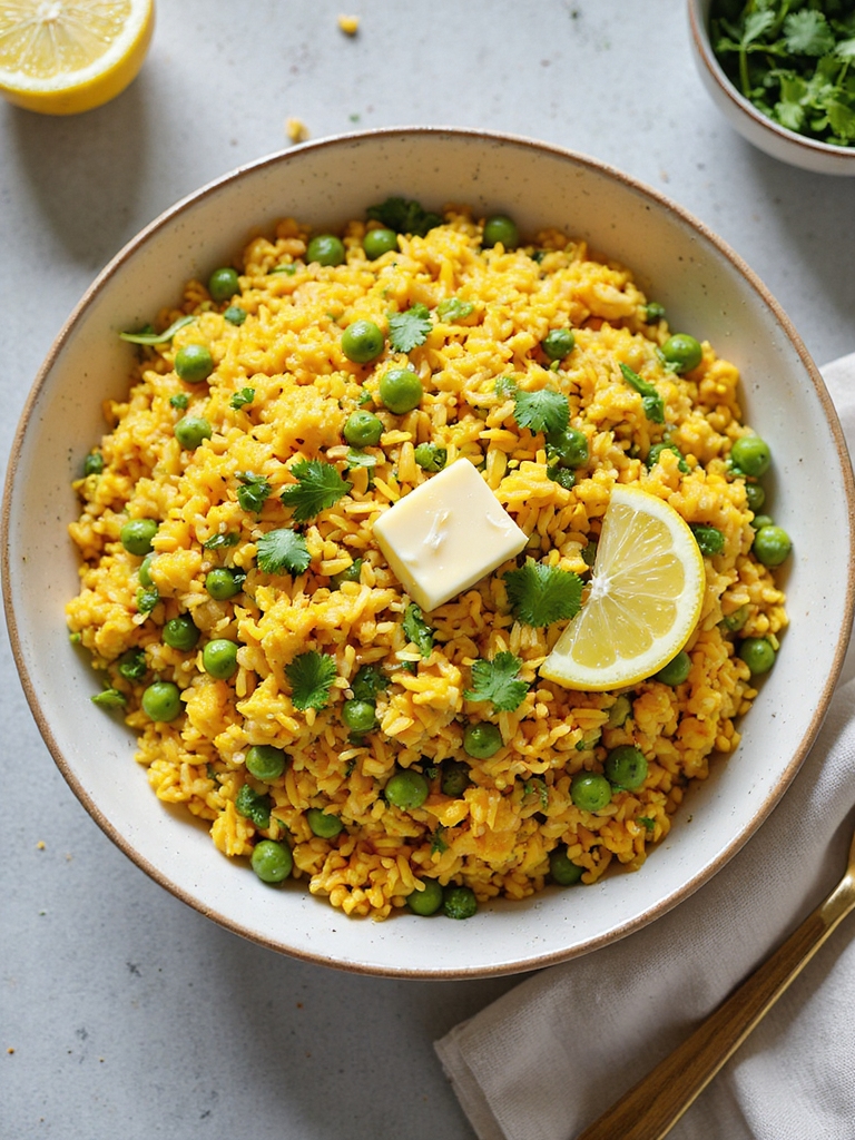 golden turmeric pea rice