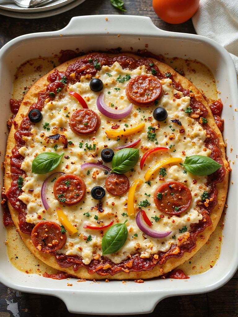 gooey crowd pleasing pizza casserole