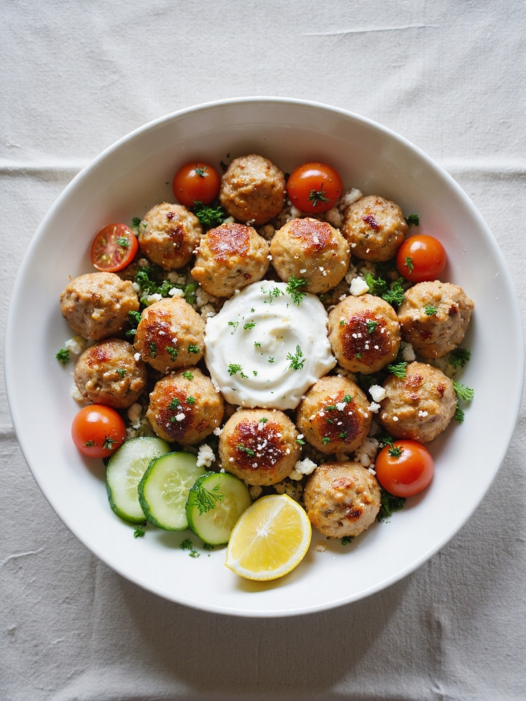 greek turkey meatballs meal