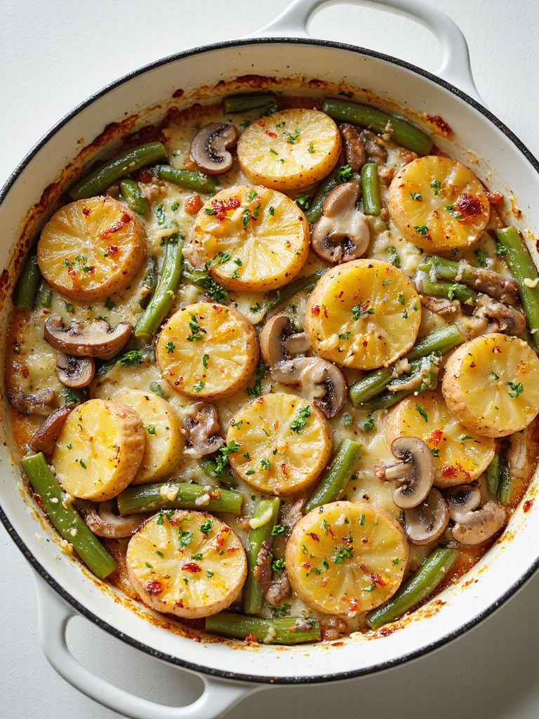 green bean mushroom potato gratin