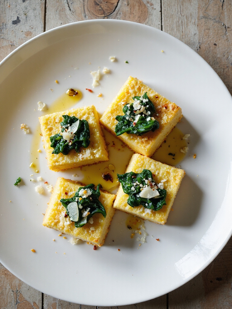 grilled polenta with spinach