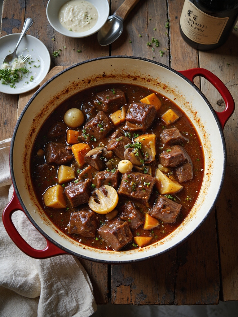 guinness braised beef with pearl onions