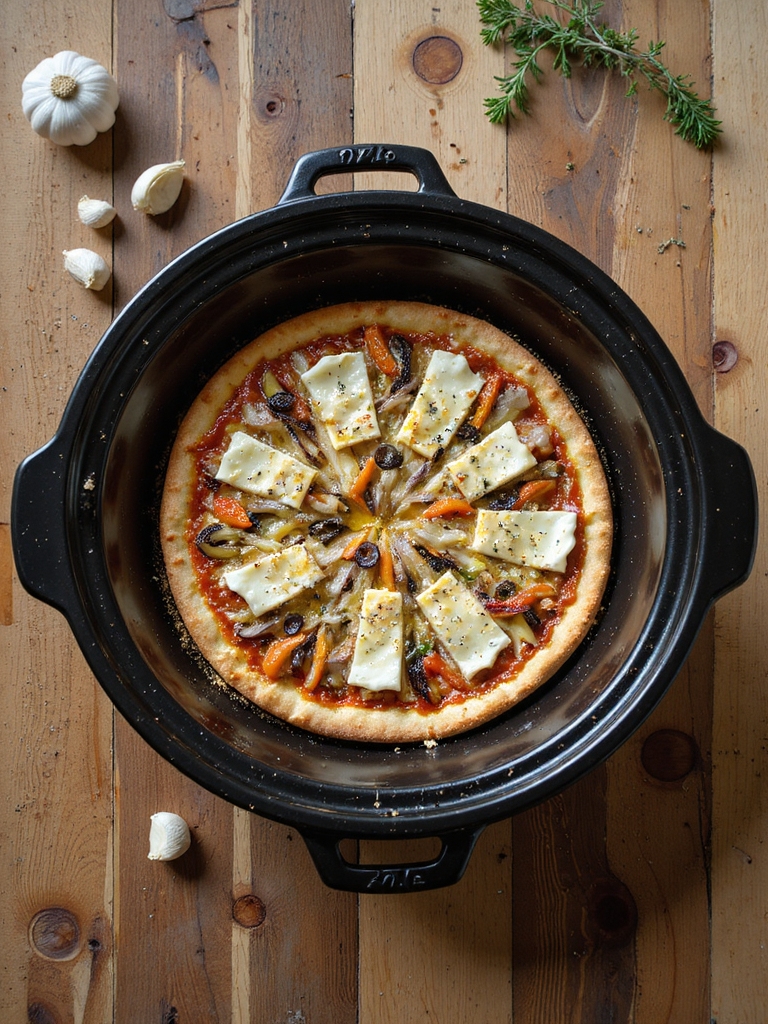 hands off crockpot pizza technique