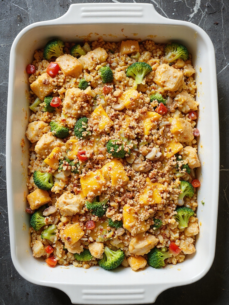 hearty cheesy chicken broccoli casserole