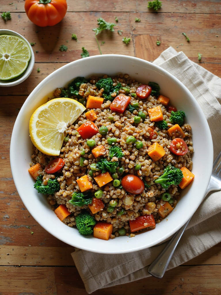 hearty fiber rich lentil skillet