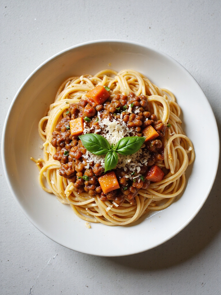 hearty lentil bolognese pasta