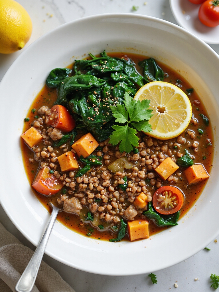 hearty lentil spinach stew