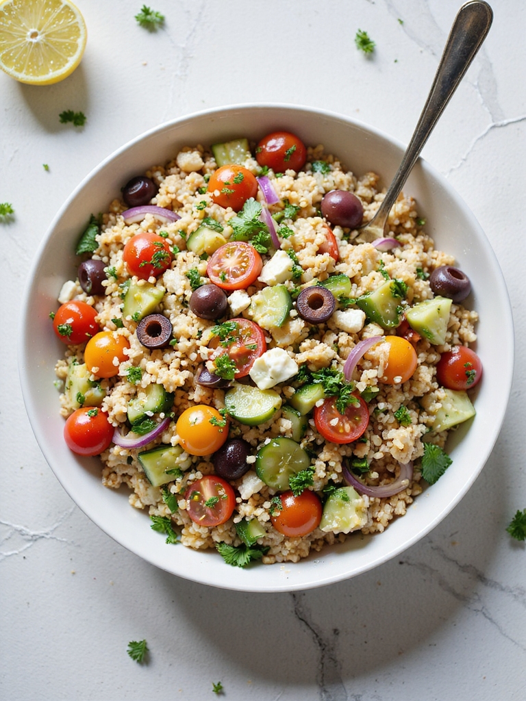 hearty mediterranean farro salad