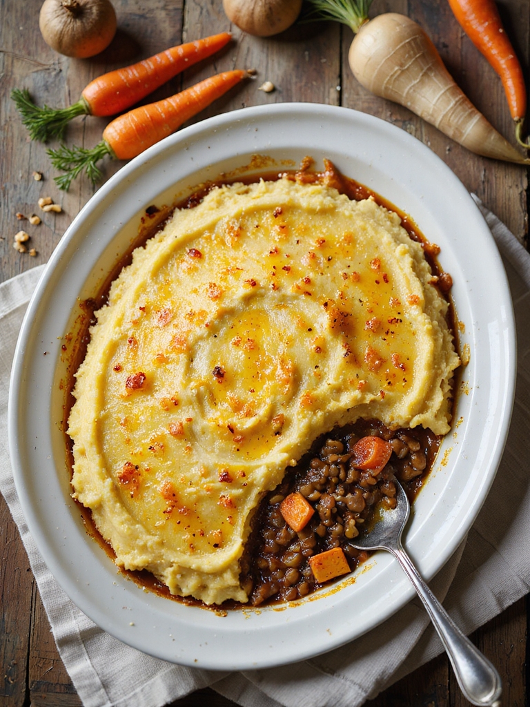 hearty roasted lentil pie