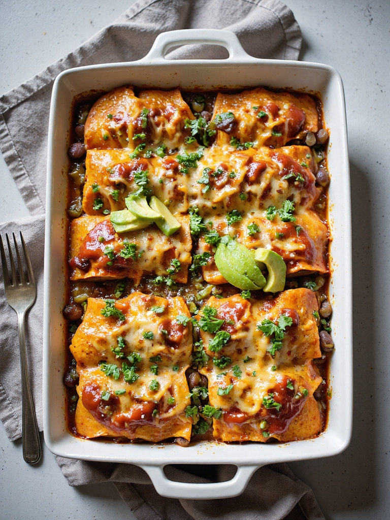 hearty roasted sweet potato enchiladas