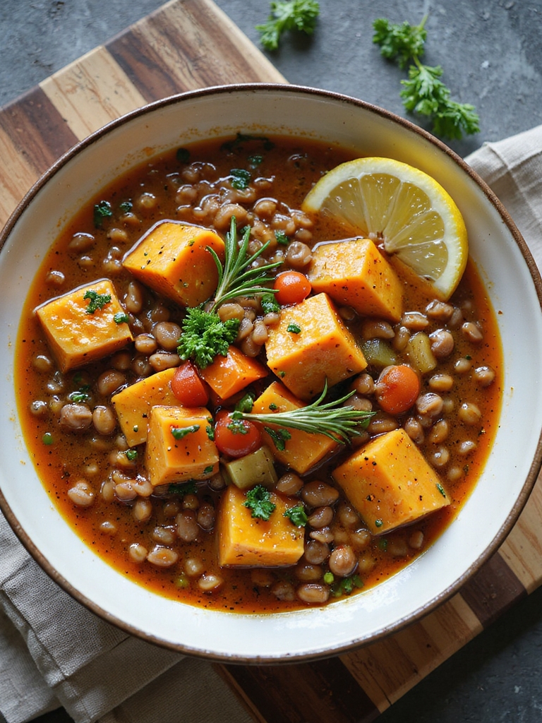 hearty rosemary lentil stew