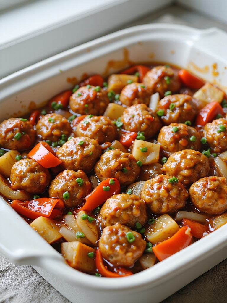 hearty saucy meatball casserole