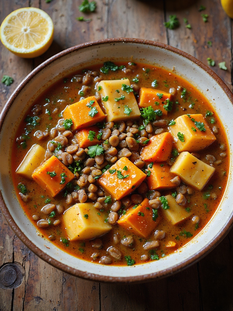 hearty slow cooked lentil stew