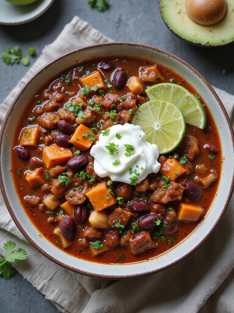 hearty slow cooked three bean chili