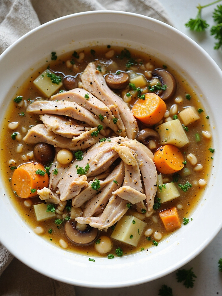 hearty slow simmered turkey barley