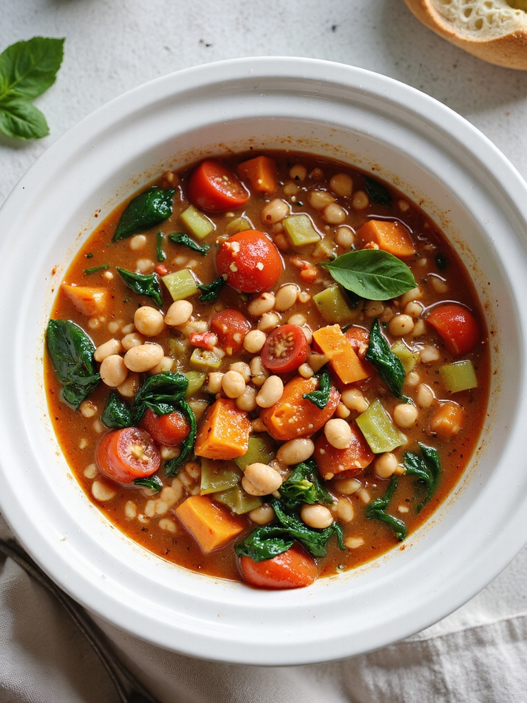 hearty tomato cannellini crockpot stew