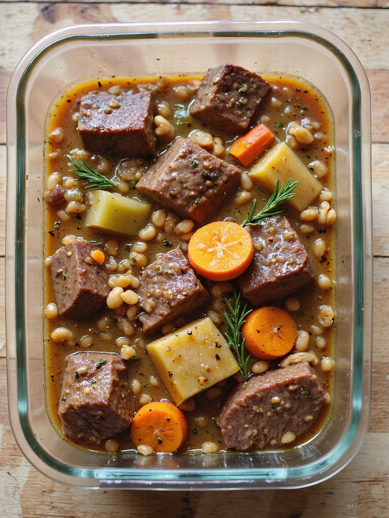 herb infused beef barley stew