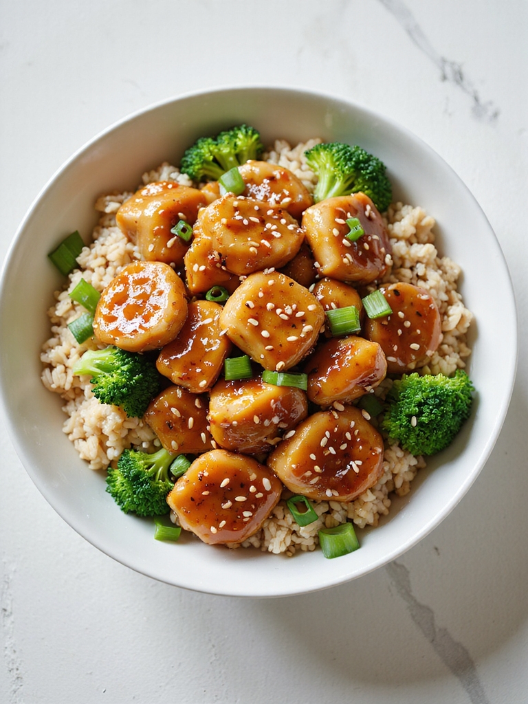 honey garlic crockpot chicken bowl