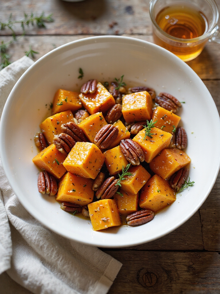 honey glazed roasted squash with pecans