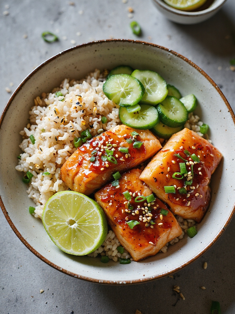 honey soy glazed salmon bowls