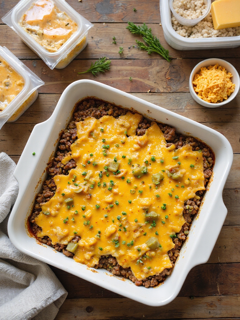 keto meal prep cheeseburger casserole