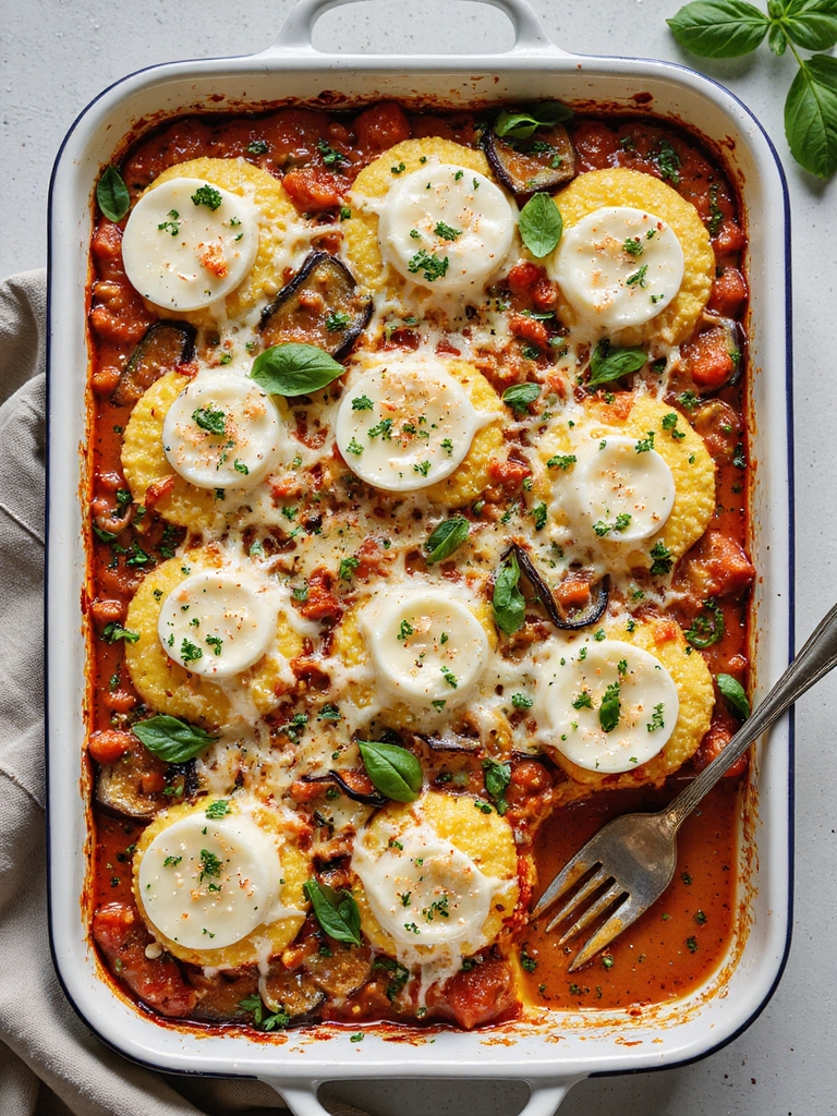 layered polenta with eggplant