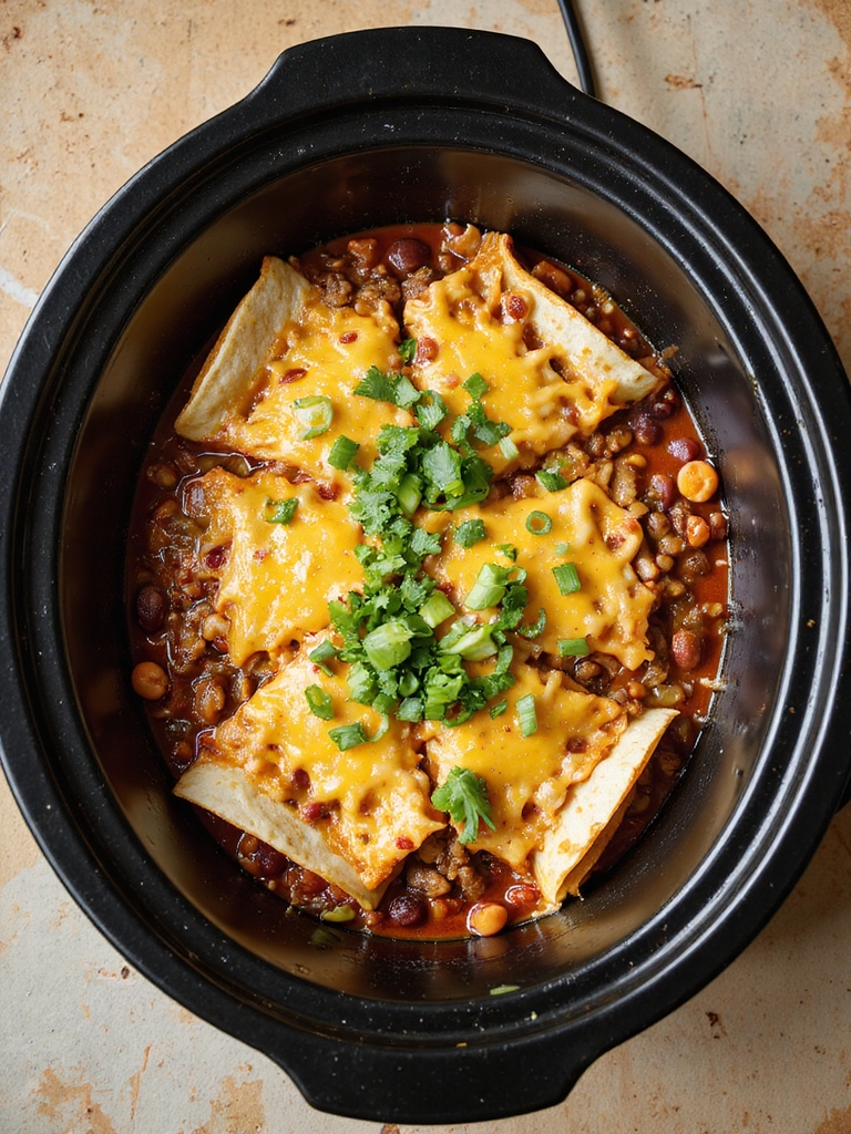 layered slow cooker enchilada casserole