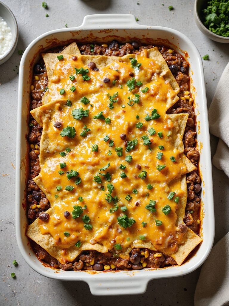 layered tex mex beef casserole