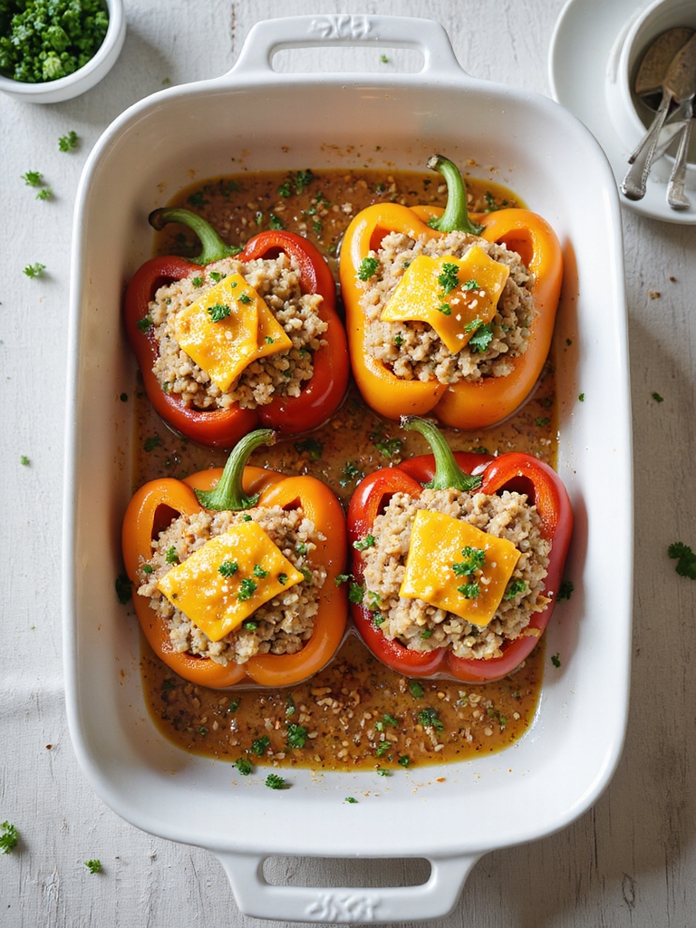 lean turkey quinoa stuffed peppers