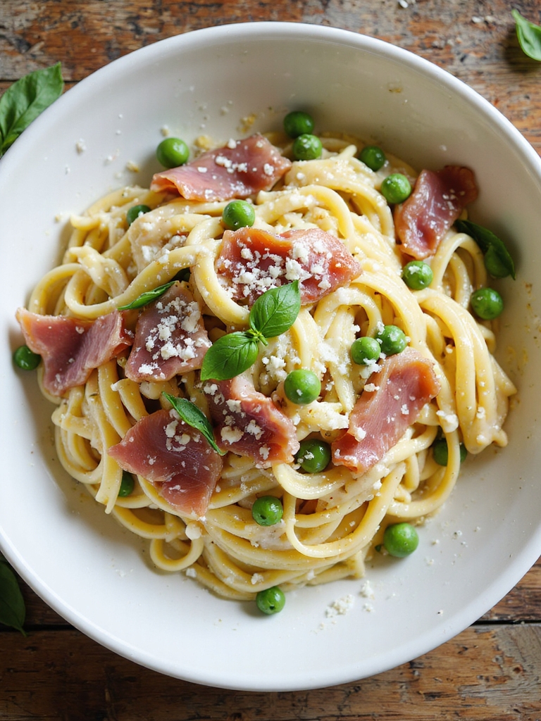 lemon basil prosciutto fettuccine