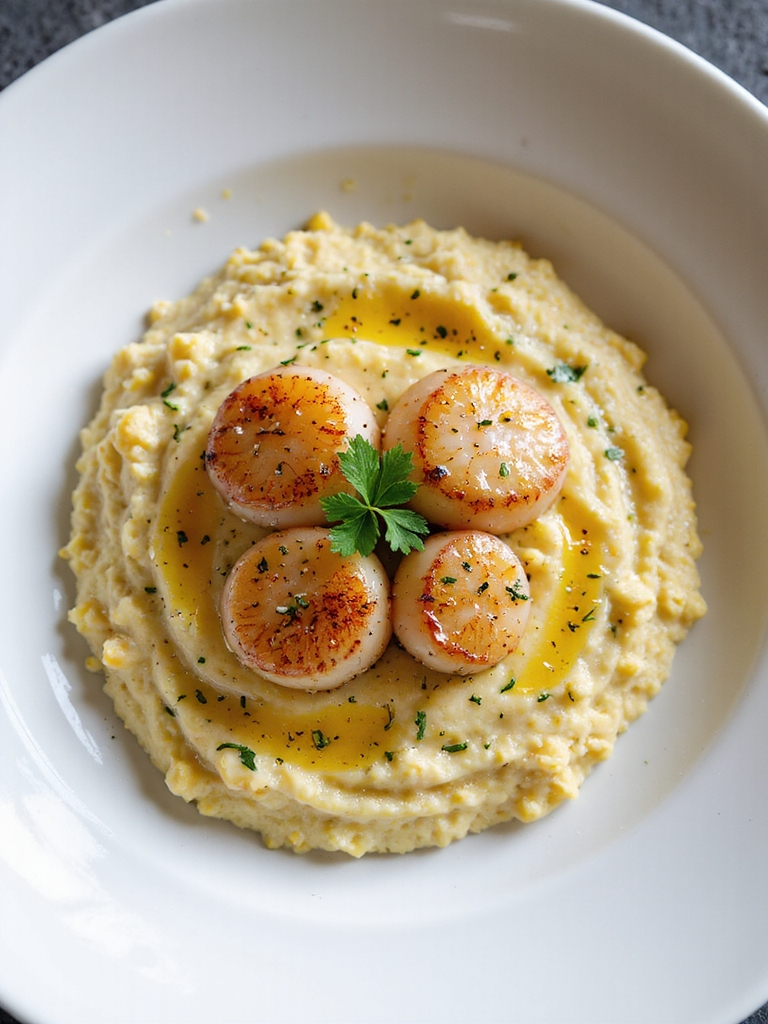 lemon herb polenta with scallops